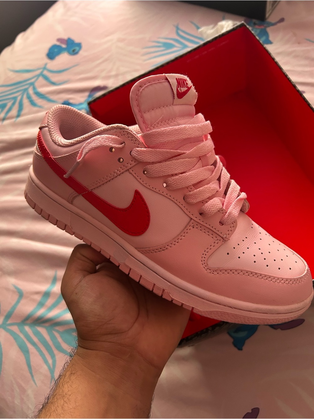 Nike Kids Pink Sneakers with Red Swoosh